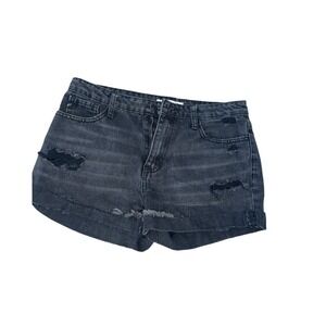 Women's Black Medium Kancan Ripped Shorts